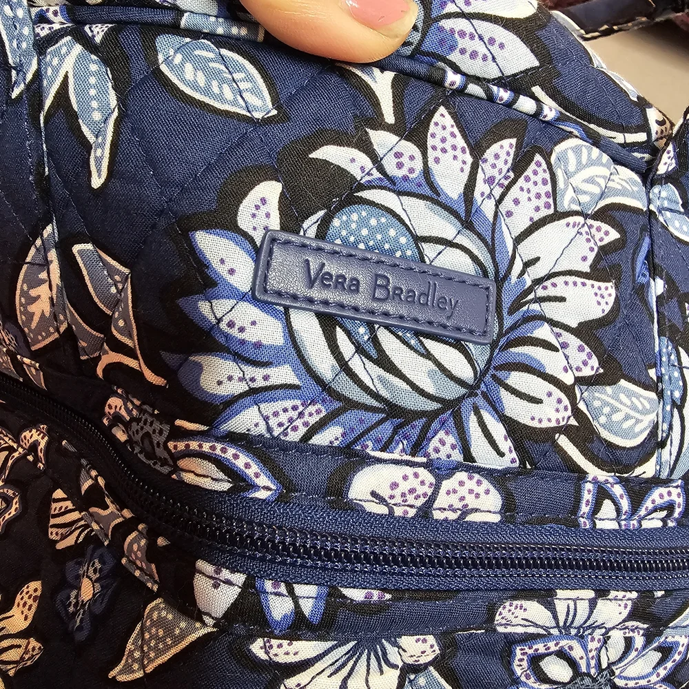 Vera Bradley Navy Blue Floral Quilted Travel Bag - Picture 9 of 16